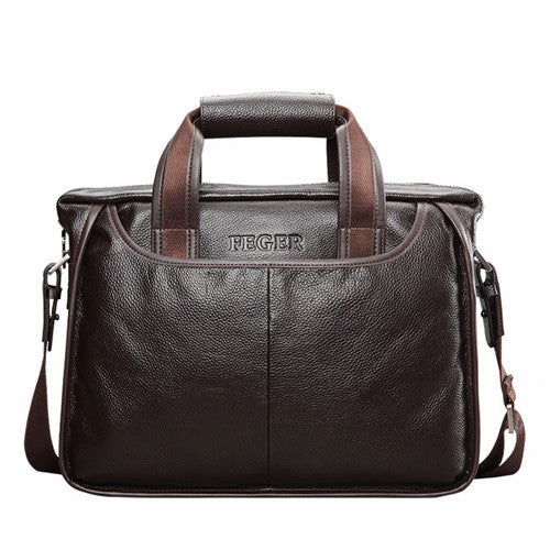 2019 New Fashion Genuine Leather Famous Brand Men Briefcase, Commercial Laptop Briefcase,