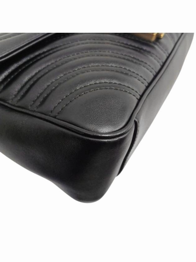 443497 GG Marmont Matelasse Small Black Leather Gold Chain Shoulder Bag