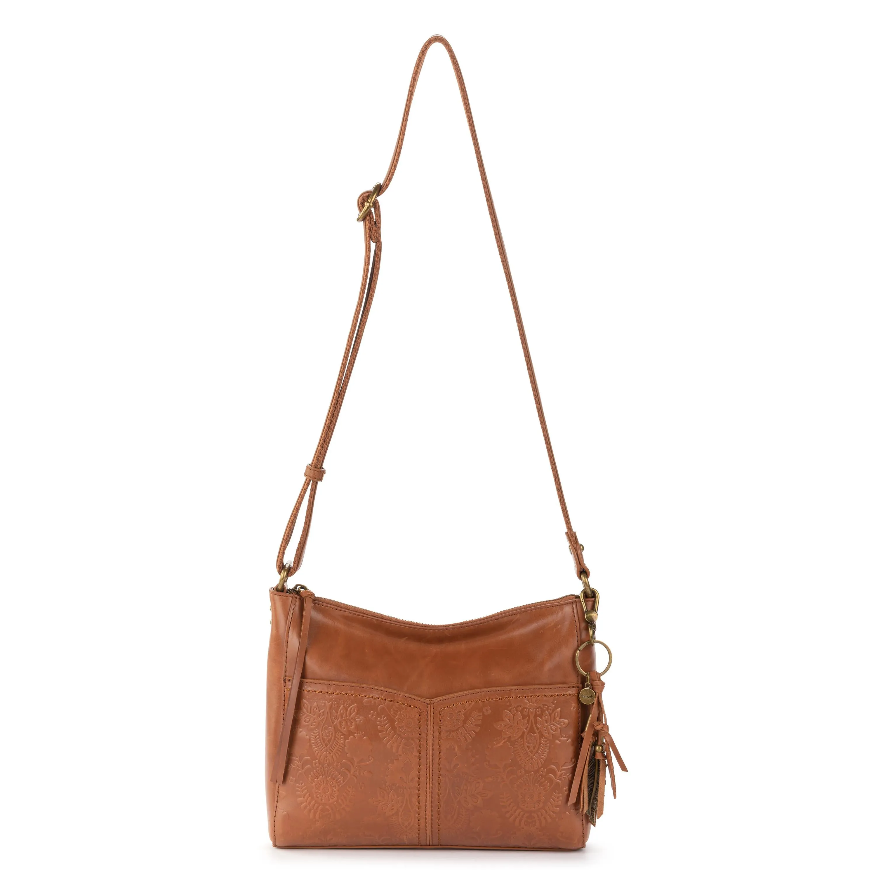 Alameda Crossbody - Leather - Tobacco Floral Embossed