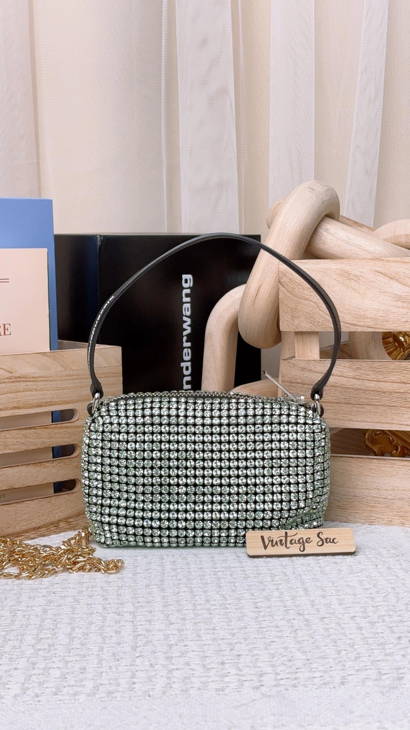 Alexander Wang Green Crystal Heiress Shoulder Bag