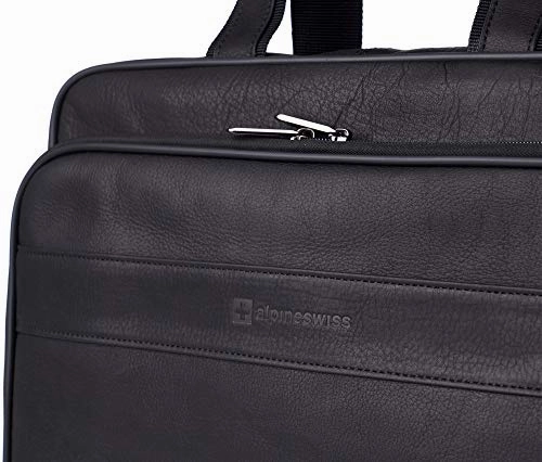 Alpine Swiss Messenger Bag Colombian Leather 15.6 Laptop Briefcase Portfolio
