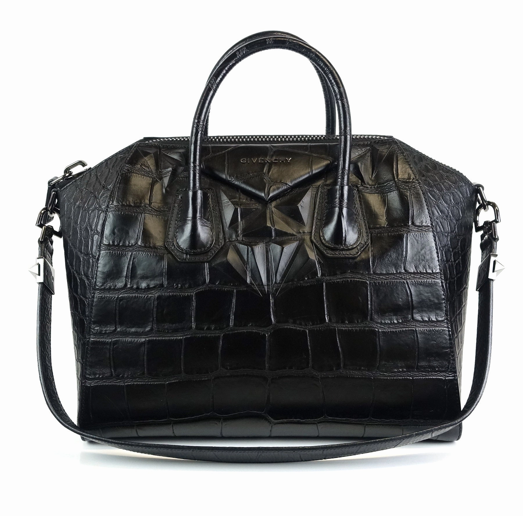 Antigona Crocodile Embossed Calf Leather Medium Bag