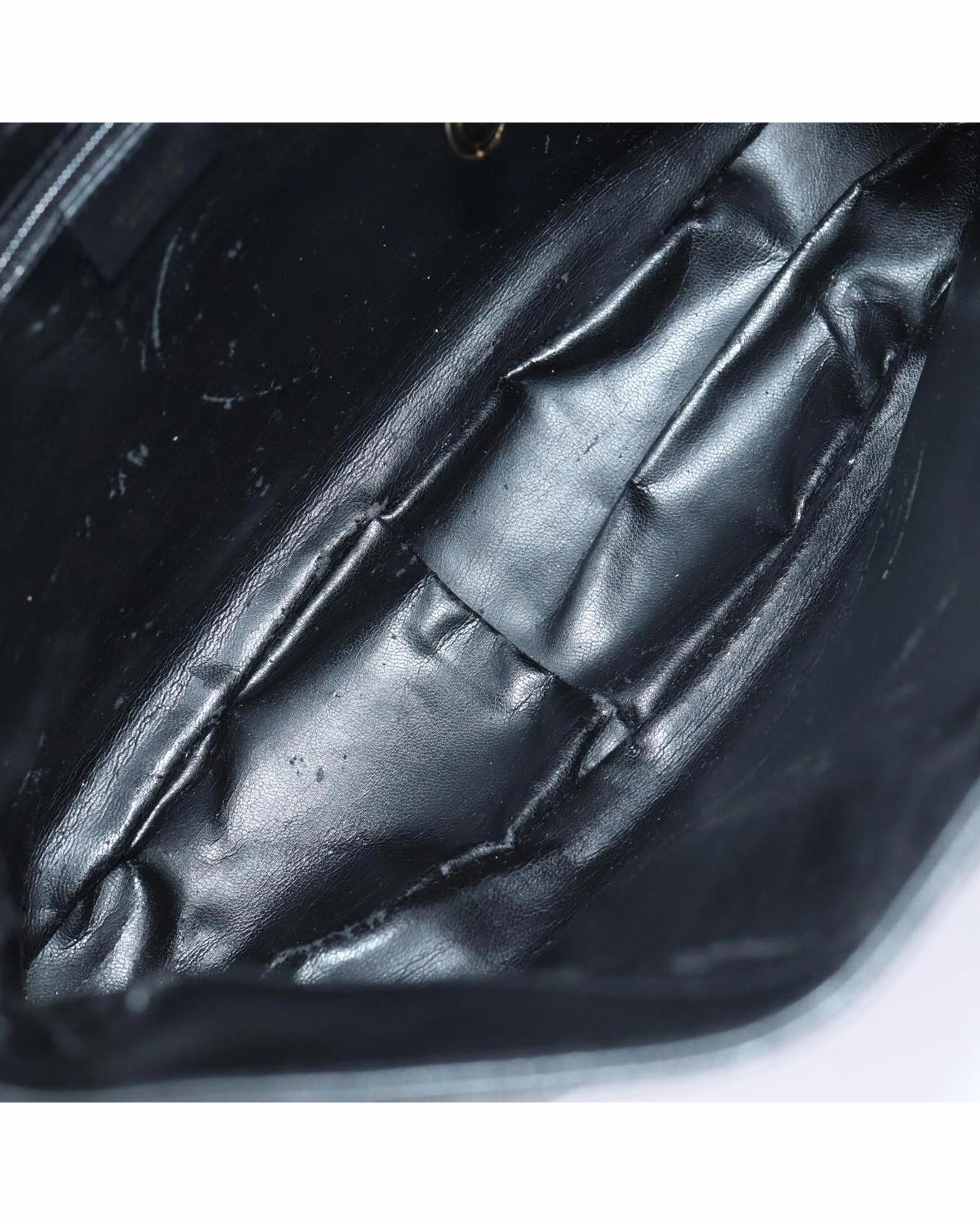 Bamboo Handle Shoulder Bag Black Leather