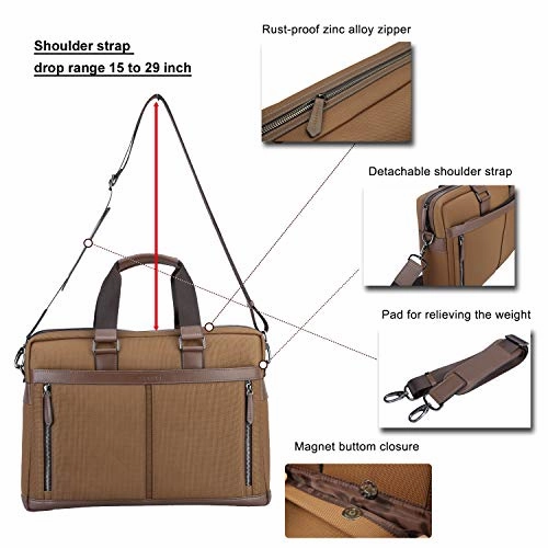 Banuce Waterproof Nylon Faux Laptop Messenger Bag for Men 15 inch Business Work Tote Briefcase Slim