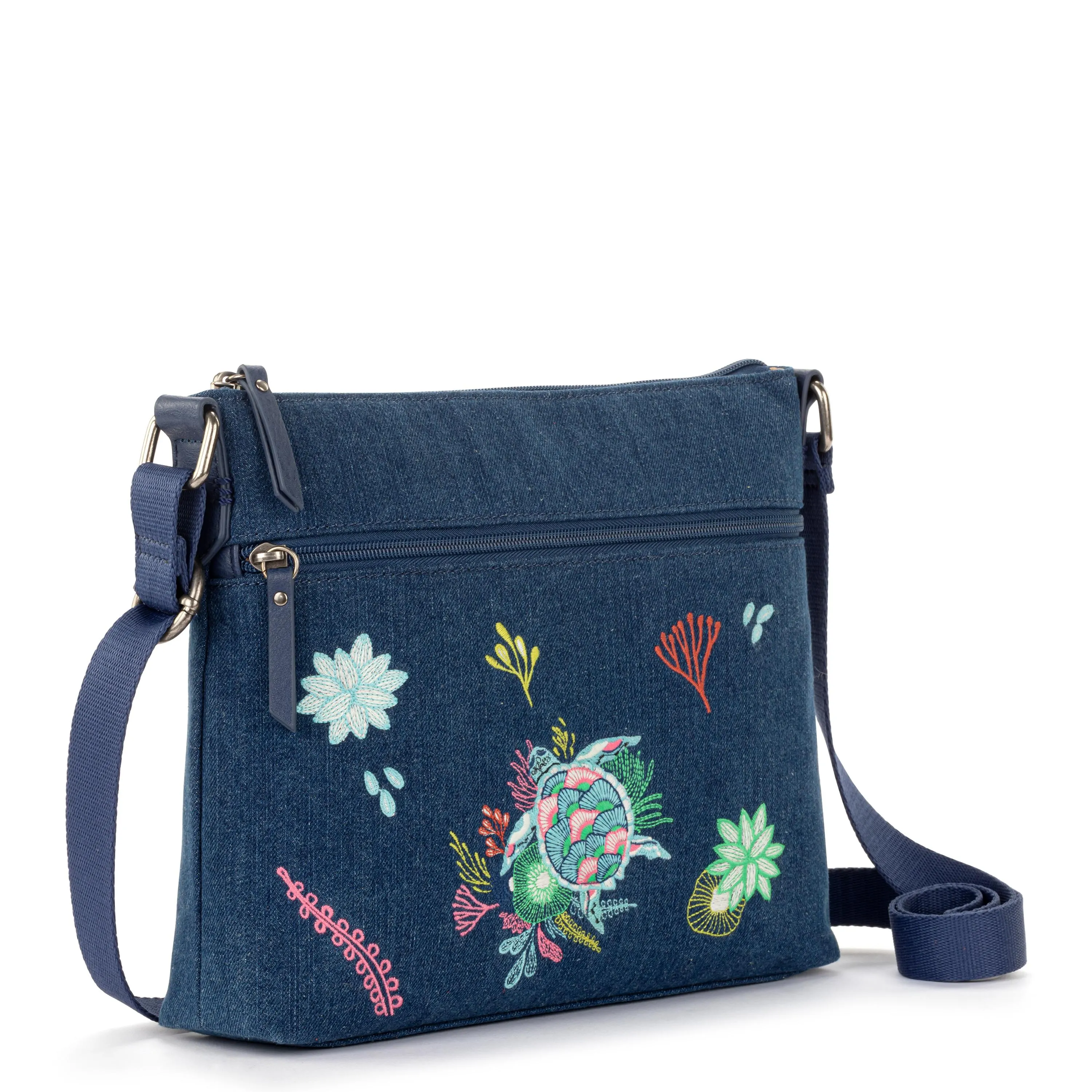 Basic Crossbody - Denim - Reef Seascape Embroidery