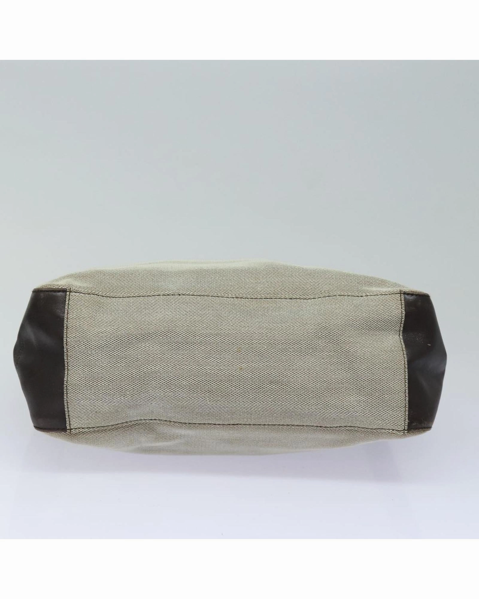 Beige Canvas Leather Shoulder Bag