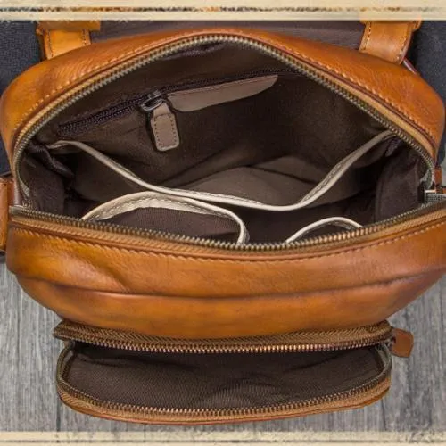 Blue Mens Leather Vintage Vertical Small Messenger Bags Small Side Bag Brown Courier Bag for Men
