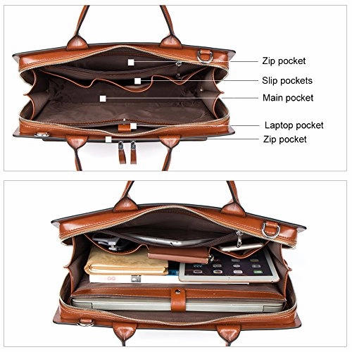 Bostanten Leather Briefcase Shoulder Laptop Business Vintage Slim Bags For Men & Women