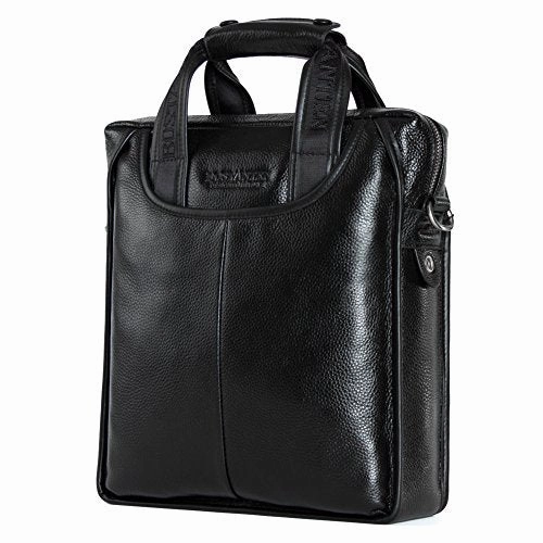 BOSTANTEN Leather Handbag Briefcase Messenger Business Work Bags for Men Black Small