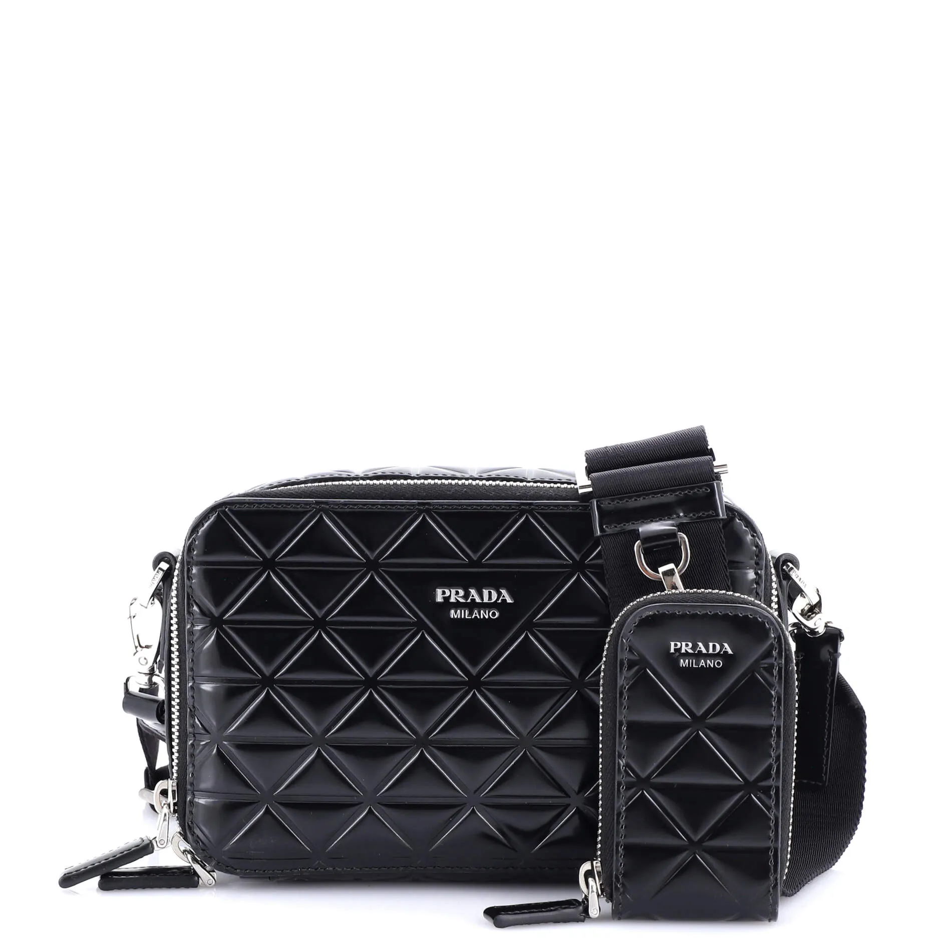 Brique Camera Crossbody Bag Embossed Leather