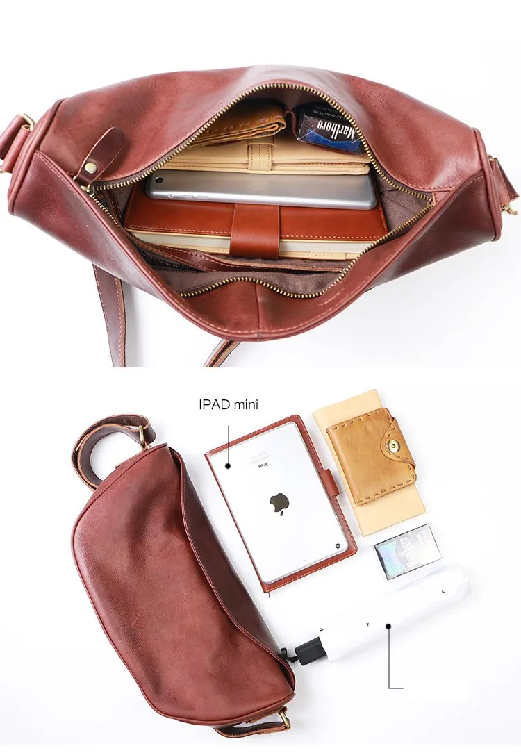 Brown Cool Leather Mens Saddle Messenger Bag Black Courier Bag Black Postman Bag For Men