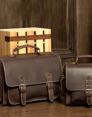 Brown Leather 13 inches SLR Camera Side Bag Messenger Bags HandBag for Men