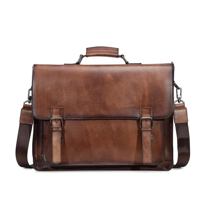 Brown Leather Men's Professional Briefcase 14??Laptop Handbag Black Business Bag Messenger Bag For Men