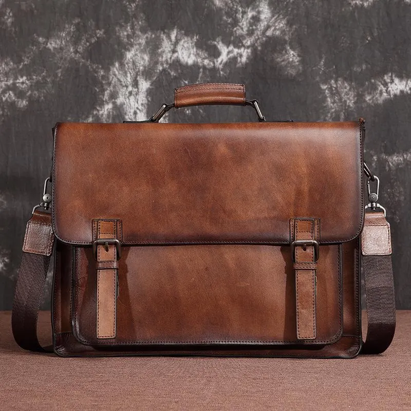 Brown Leather Men's Professional Briefcase 14??Laptop Handbag Black Business Bag Messenger Bag For Men