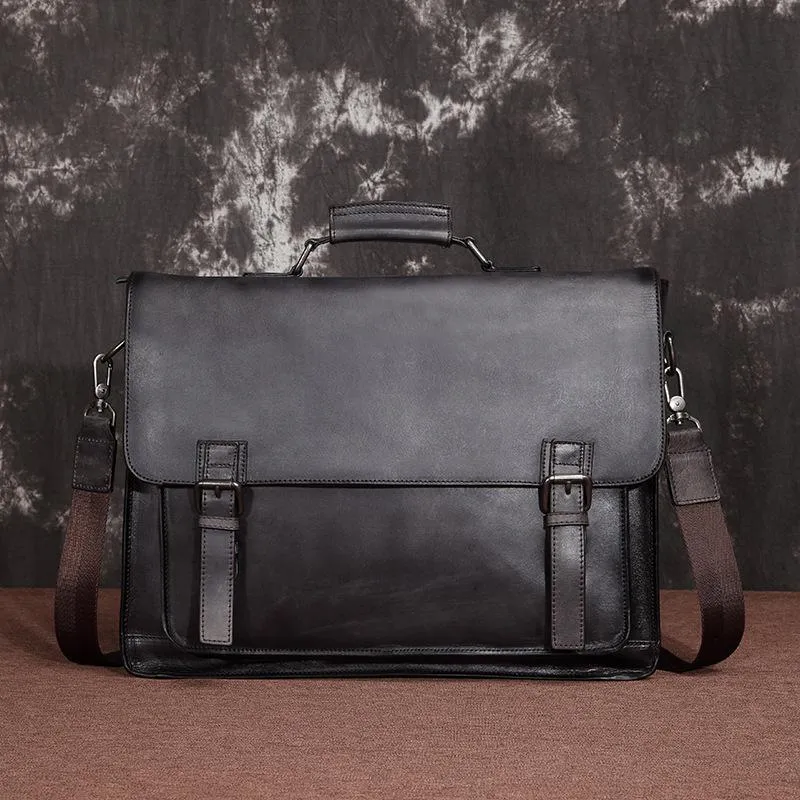 Brown Leather Men's Professional Briefcase 14??Laptop Handbag Black Business Bag Messenger Bag For Men