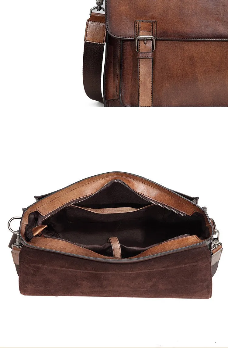 Brown Leather Men's Professional Briefcase 14??Laptop Handbag Black Business Bag Messenger Bag For Men