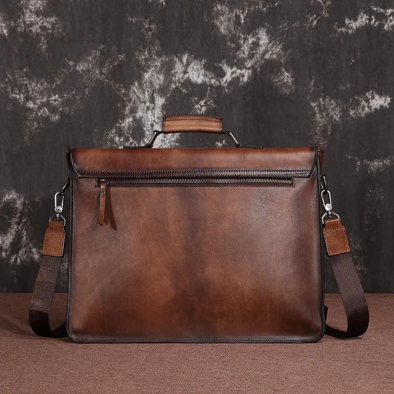 Brown Leather Men's Professional Briefcase 14??Laptop Handbag Black Business Bag Messenger Bag For Men