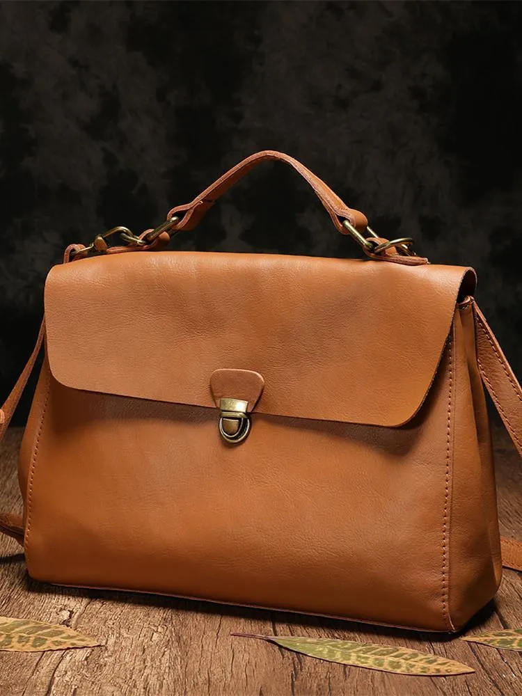 Brown Leather Womens Vintage Handbag Purse Shoulder Black Women's Work Handbag for Ladies