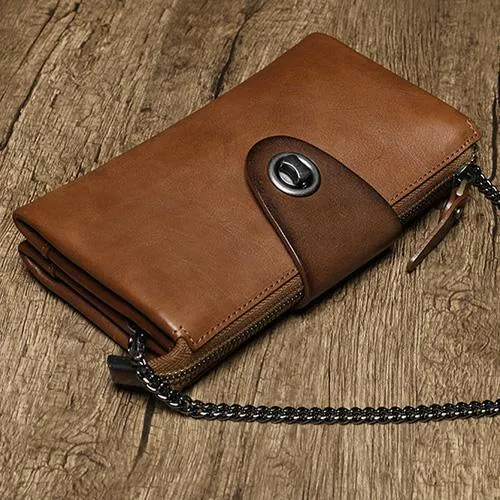 Brown Womens Small Leather Mini Chain shoulder Bag Vintage Cross body Bag Side Bag for Ladies