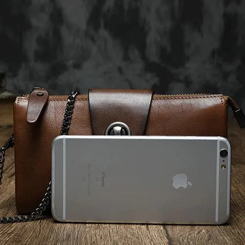 Brown Womens Small Leather Mini Chain shoulder Bag Vintage Cross body Bag Side Bag for Ladies