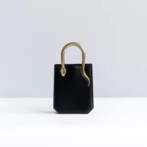 BULGARI - CABAS SERPENTINE MINI BLACK LEATHER GOLD HARDWARE