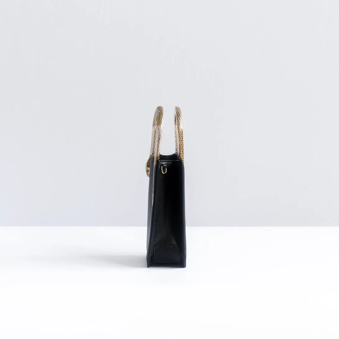 BULGARI - CABAS SERPENTINE MINI BLACK LEATHER GOLD HARDWARE