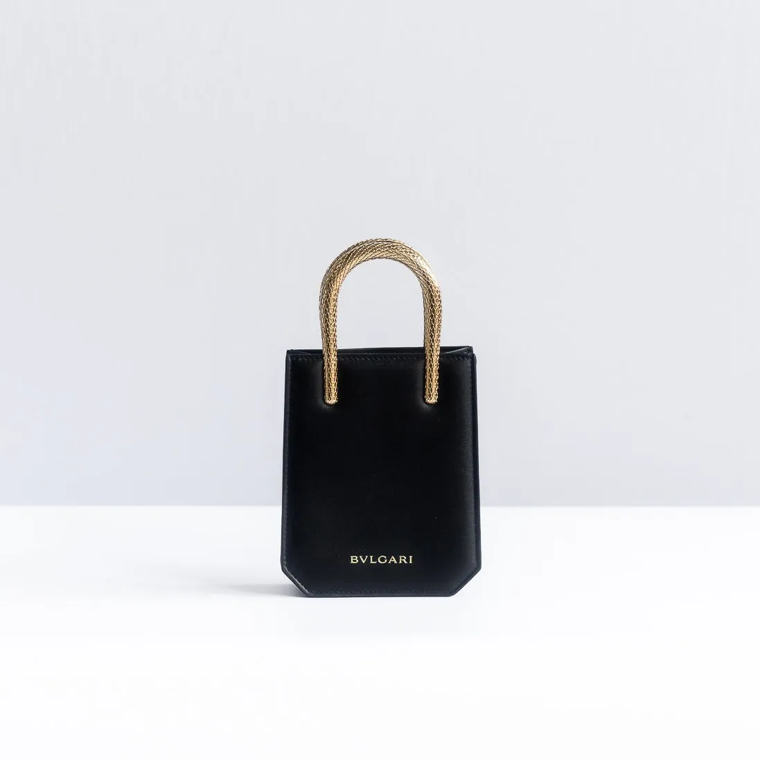 BULGARI - CABAS SERPENTINE MINI BLACK LEATHER GOLD HARDWARE