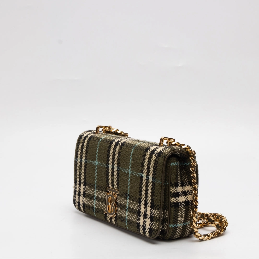 Burberry Lola Boucle Checked Crossbody Bag