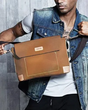 Canvas Leather Mens Khaki Side Bag Messenger Bag Khaki Canvas Courier Bag for Men