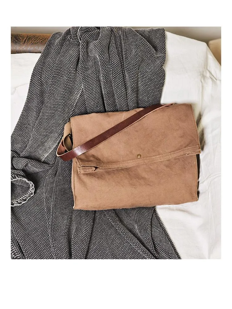 Canvas Mens 14 inches Side Bags Canvas Satchel Messenger Bags Canvas Travel Courier Bag for Men