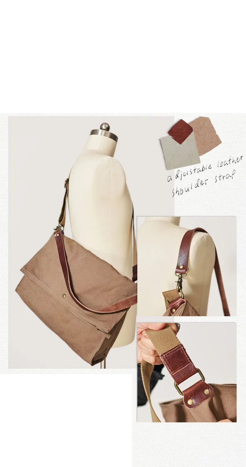 Canvas Mens 14 inches Side Bags Canvas Satchel Messenger Bags Canvas Travel Courier Bag for Men