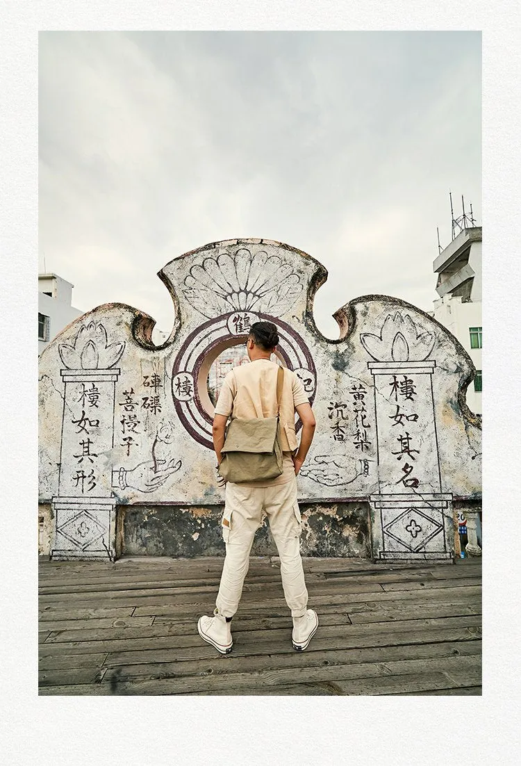 Canvas Mens 14 inches Side Bags Canvas Satchel Messenger Bags Canvas Travel Courier Bag for Men