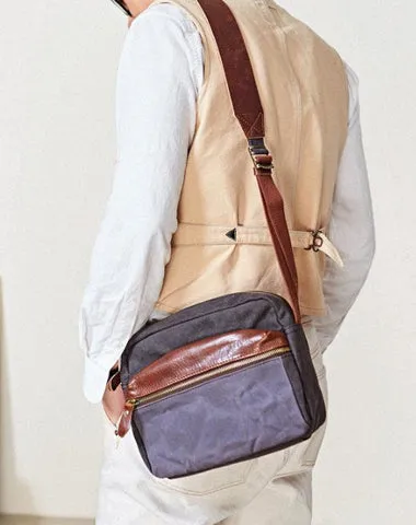 Canvas Mens Small Green Side Bag Canvas Messenger Bags Canvas Travel Courier Bag for Men