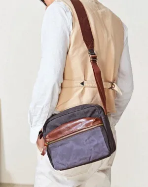 Canvas Mens Small Green Side Bag Canvas Messenger Bags Canvas Travel Courier Bag for Men