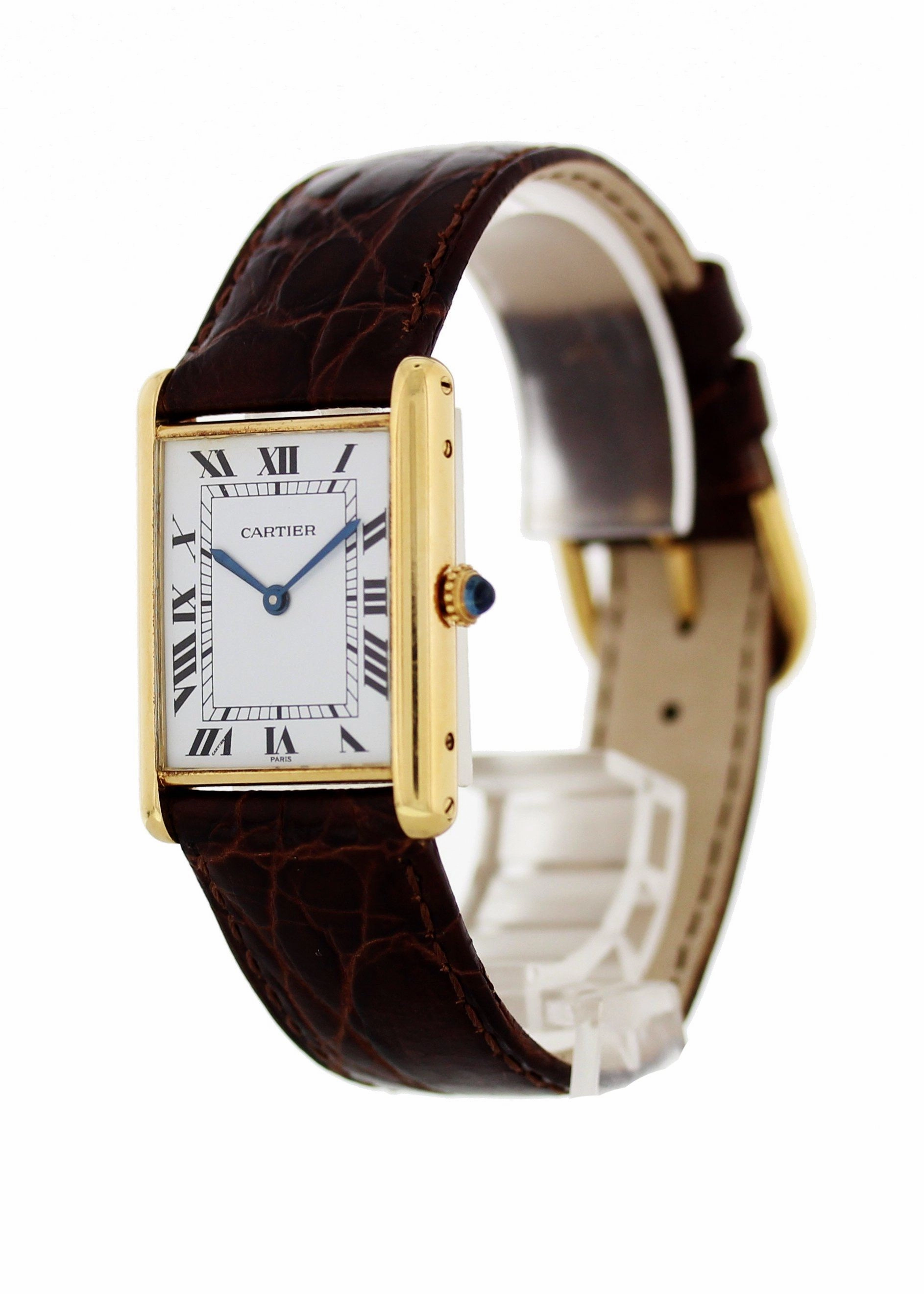 Cartier Tank Louis Paris Large Automatic 18k Yellow Vintage Mens Watch