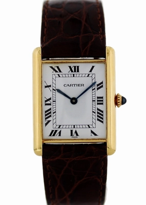 Cartier Tank Louis Paris Large Automatic 18k Yellow Vintage Mens Watch