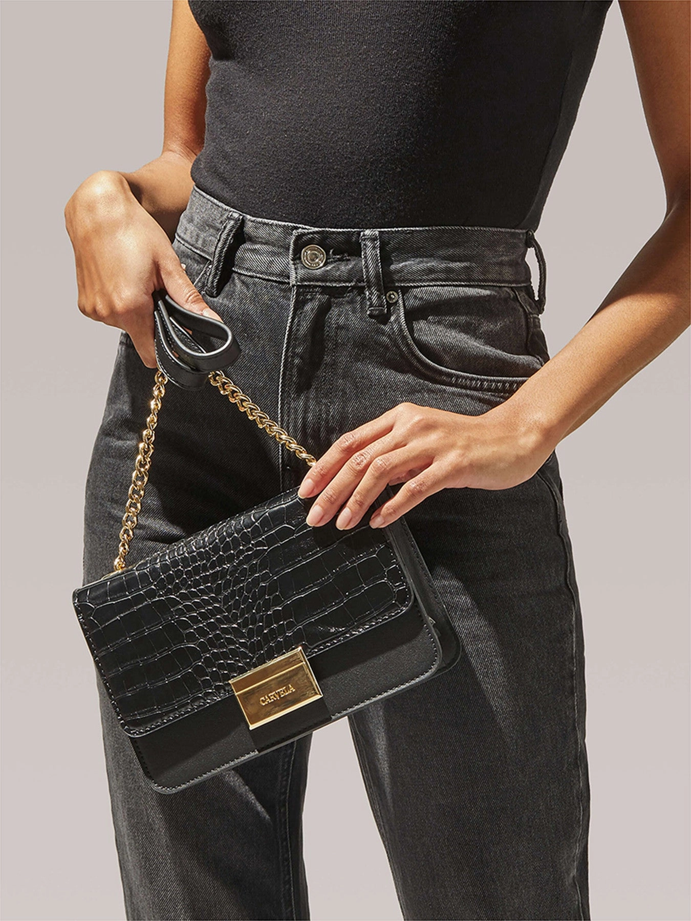 Carvela Bee Midi Crossbody bag -Black