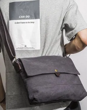 Casual Canvas Dark Gray Men's Side Bag Shoulder Bag Postman Messenger Bag For Men