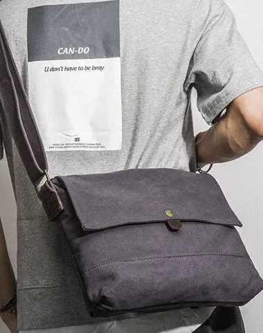 Casual Canvas Dark Gray Men's Side Bag Shoulder Bag Postman Messenger Bag For Men