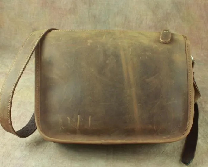 Casual Leather Brown Mens Vintage 10inch Side Bag Messenger Bag Shoulder Bags For Men