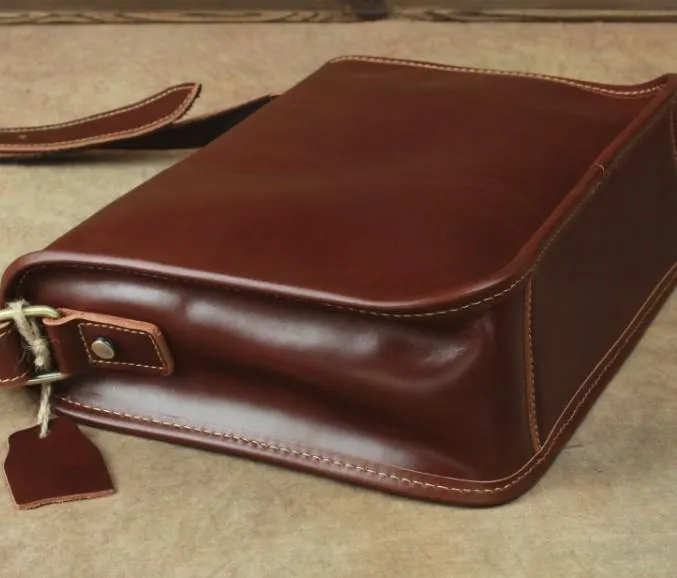 Casual Leather Brown Mens Vintage 10inch Side Bag Messenger Bag Shoulder Bags For Men