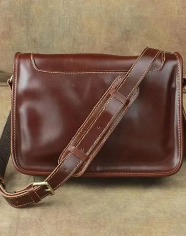 Casual Leather Brown Mens Vintage 10inch Side Bag Messenger Bag Shoulder Bags For Men
