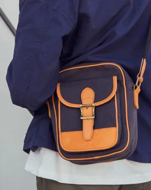 Casual Navy Blue Canvas MENS Vertical SIDE BAG COURIER BAG Vertical MESSENGER BAG FOR MEN