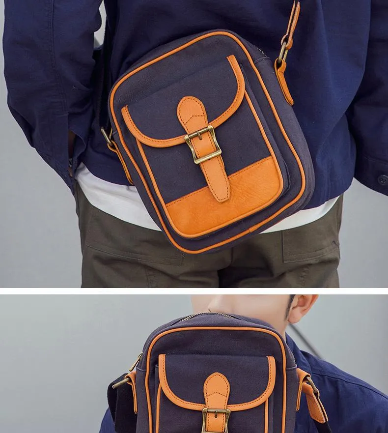 Casual Navy Blue Canvas MENS Vertical SIDE BAG COURIER BAG Vertical MESSENGER BAG FOR MEN