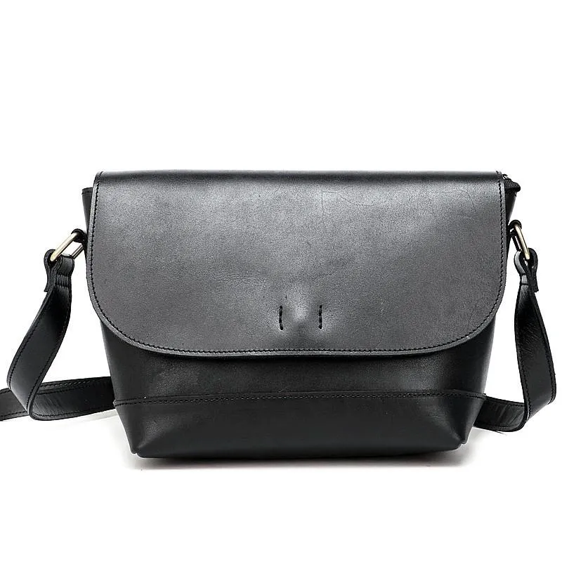Casual Small Leather Mens Black Side Bag Brown Postman Bag Messenger Bag For Men