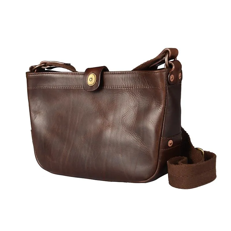Casual Tan Leather Mens 8 inches Postman Bag Side Bag Brown Leather Messenger Bags Courier Bag For Men
