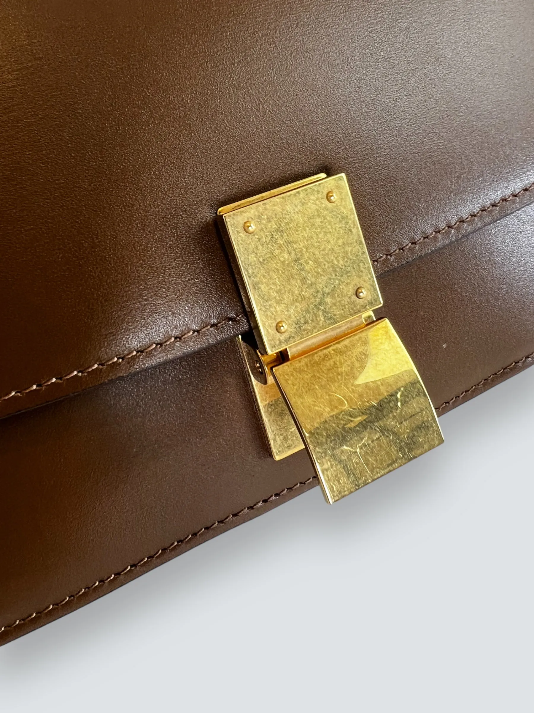 Celine Brown Leather Classic Box Bag