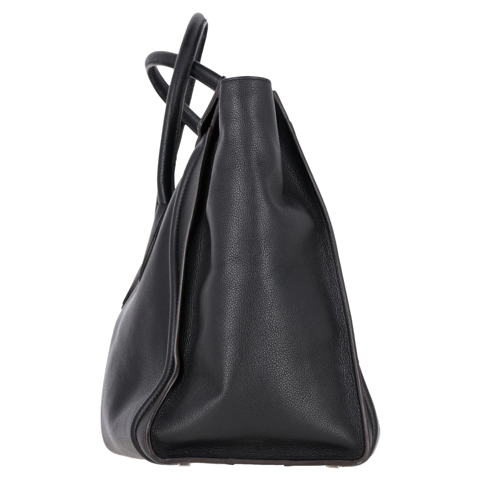 Celine Mini Grained Luggage Tote in Black Leather