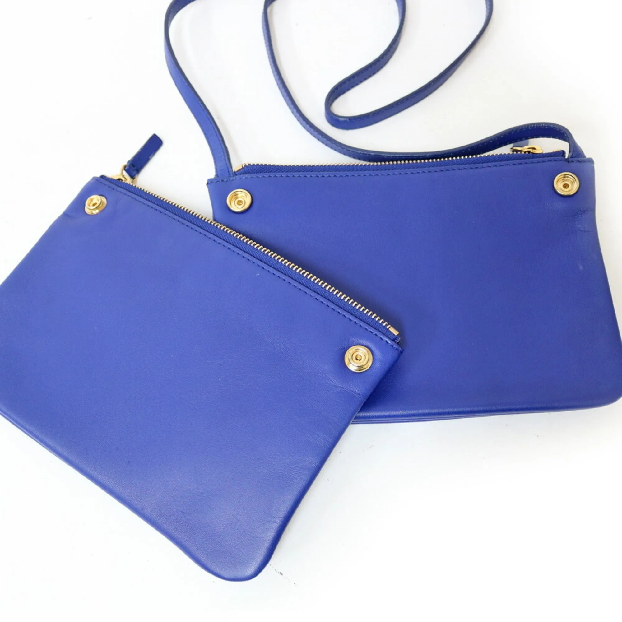 Celine Shoulder Bag Trio Blue Ladies