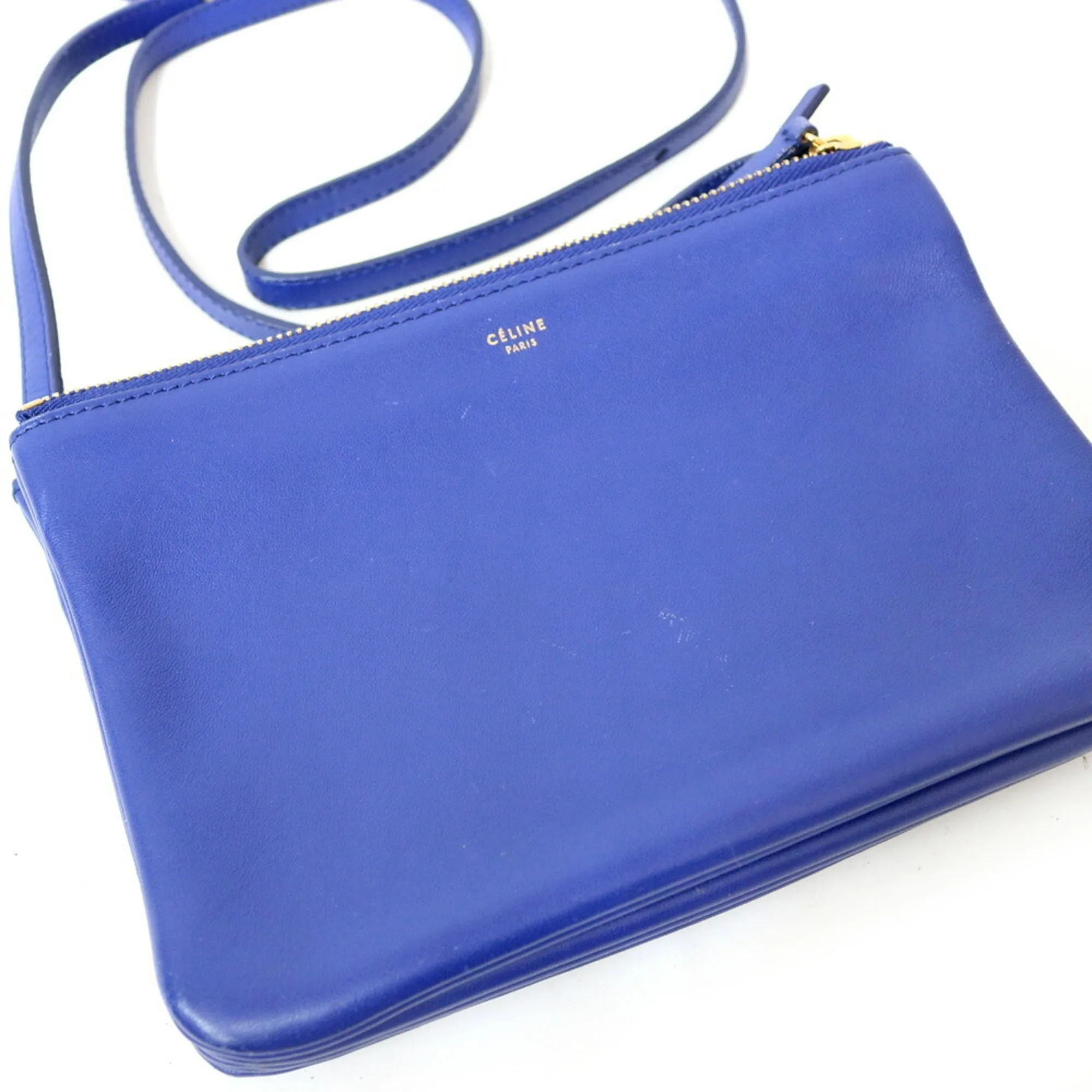Celine Shoulder Bag Trio Blue Ladies